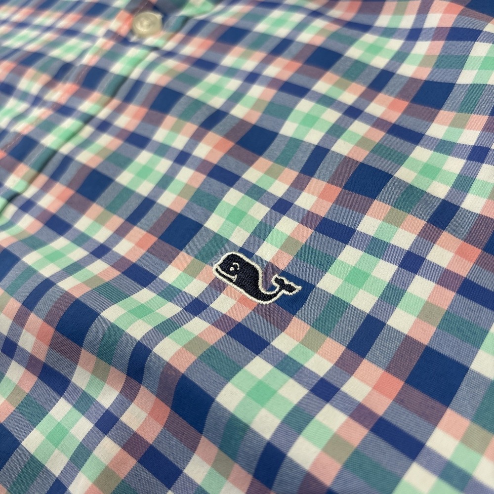VINEYARD VINES Performance Mens Long Sleeve Shirt Medium Plaid Slim-Fit Button - Picture 5 of 13